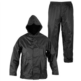 Anti Pluie Combinaison Blouson Pantalon hommes Dames Capuche Impermeable Noir S