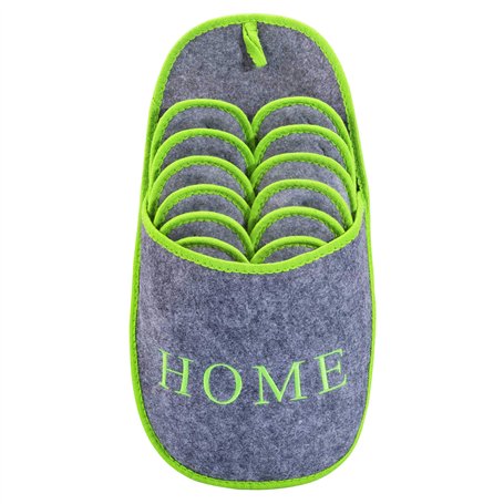 ONVAYA Pantoufles antidérapantes pour invités | lot de 6 | Pantoufle en feutre | Home gris-vert