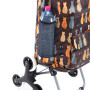 Chariot de Course, Poussette de marché 6 Roues Coloris Marron avec Motif Chats 43L