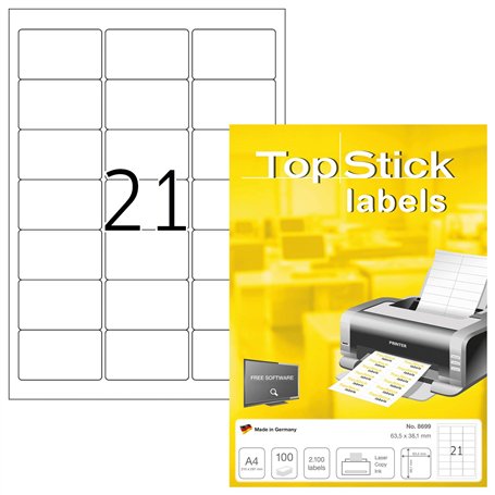 TopStick - Pochette de 2100 étiquettes d'adressage autocollantes (63