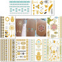 Transfert Temporaire Métalliques Tatouages Pour Les Femmes Teens Filles - 8 Feuilles Or Argent Tatouage Temporaire Briller Bijou