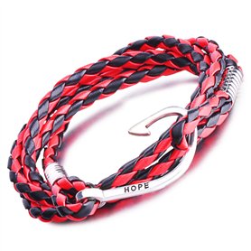 Infinite U Bracelet tressé Multi-Rangs Multicolore Le Fermoir de l'hameçon Hope en Alliage et Cuir coloré pour Femme Homme