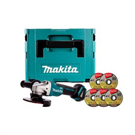Makita DGA506ZJX1 Meuleuse d'angle 125mm BL LXT 18V + coffret Makpac + 5 disques à tronçonner B-45733