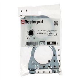 Restagraf - Bride d'Échappement en U - Collier de Serrage Métallique pour Tuyau d'Échappement Diamètre 38 mm - Fixation pour Lig Restagraf - Bride d'Échappement en U - Collier de Serrage Métallique pour Tuyau d'Échappement Diamètre 38 mm - Fixation pour Lig