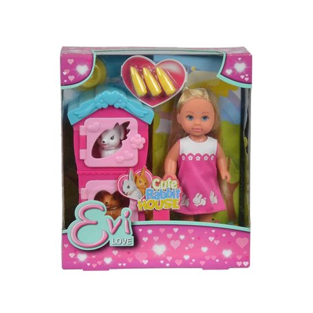 Simba - 105733065 - Ensemble de Poupée - Evi Love - Maison de Lapin Multicolore