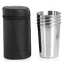 TRIXES Ensemble de 4 Petits Verres de Voyage Compacts en Acier Inoxydable avec Pochette en Simili Cuir