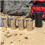 TRIXES Ensemble de 4 Petits Verres de Voyage Compacts en Acier Inoxydable avec Pochette en Simili Cuir