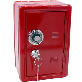 Tirelire en métal en Forme de Coffre Fort avec Clef – Rouge