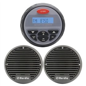 Radio Stéréo Marine Audio Stéréo MP3 Système Audio pour Bateau ATV Moto FM Radio AM + 3 Pouces Haut-parleurs Compatible avec Blu