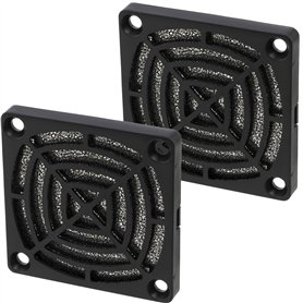 AERZETIX – C15115-2x Grilles de protection de ventilateur avec filtre poussière - 60x60mm - 45ppi - couleur Noir - ventilation o