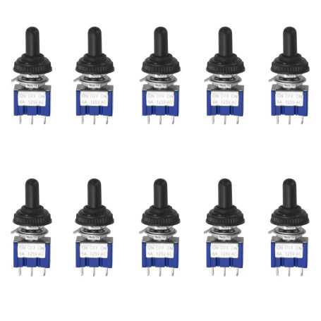 WMYCONGCONG Lot de10 interrupteurs à bascule SPDT AC 125 V 6 A On/Off/On 3 positions 3 broches avec capuchon