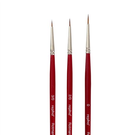 Rotmarder Lot de 3 pinceaux de peinture à l'huile en acrylique pour aquarelle Taille 3/0