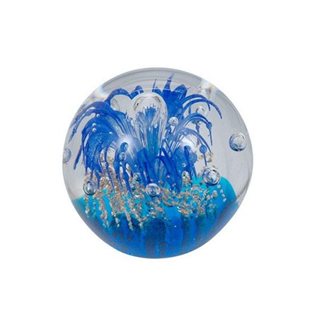 Rêve Boule 232 (Mini) Fleur bleue sur base de boule en verre d'or
