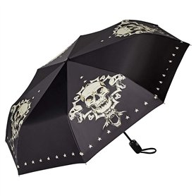 VON LILIENFELD® Parapluie de poche Résistant au Vent Ouverture et Fermeture Automatique Pliant Mini Légèrement Stable Skull Crân