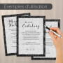 Set de papier à lettres ornements I 50 feuilles papier à motif en DIN A4 I noir blanc I cadre I élégant pour mariage anniversair