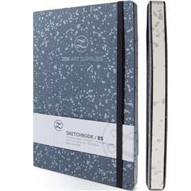ZenART Carnet de Croquis en Cuir pour Artistes - 160 Pages de Papier Ivoire 120g Sans Acide - Carnet B5 17