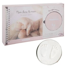 Générique Coffret de Naissance Fille - Album de Naissance Souvenirs + Boîte à Empreinte Mains Pieds Bébé