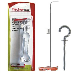 Fischer Lot de 2 chevilles pour plaques de plâtre DUOTEC 10 S avec crochet œillet ouvert