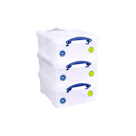 Really Useful Box Lot de 3 boîtes de rangement pour 93 CD/ 44 DVD -Transparent - 18 l - 480 x 390 x 200 mm