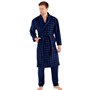 Blue-Black) - Men's Checked Matching Fleece Robe and Pant Set S M L XL XXL.