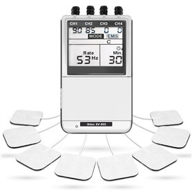 iStim EV-805 Électrostimulateur TENS & EMS – Appareil Digital 4 Canaux avec 16 Électrodes Réutilisables pour Douleur