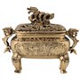 Walfront Brûleur d'encens en cuivre bronze antique avec couvercle Décoration de la maison