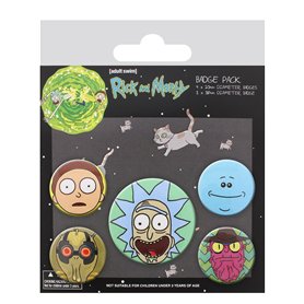 Cartoon Network Rick and Morty-Heads Lot de badges Multicolore 10 x 12