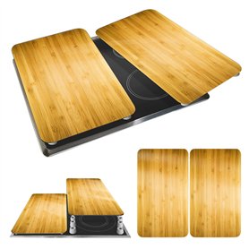 WENKO Plaque de Recouvrement Universelle Mod. Décor Bois, réglable en Hauteur pour Tout Type de cuisinière, Planche à découper e WENKO Plaque de Recouvrement Universelle Mod. Décor Bois