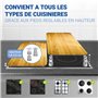 WENKO Plaque de Recouvrement Universelle Mod. Décor Bois, réglable en Hauteur pour Tout Type de cuisinière, Planche à découper e
