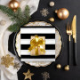 Lot de 150 serviettes de table jetables en papier - Pour anniversaire d'enfant - 2 plis - Motif rayé noir et blanc - Dépliées - 