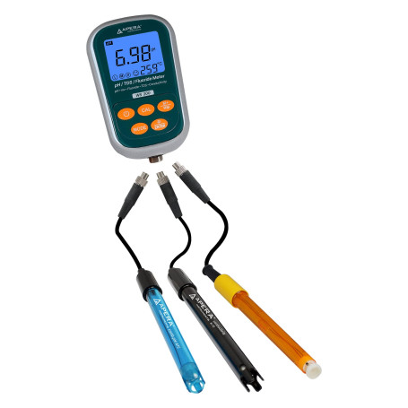 Apera Instruments WS200 Kit de compteur portable fluoride/pH/conductivité 7 en 1
