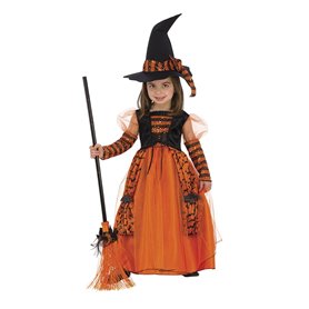 Rubies Déguisement brillante pour fille - Robe de sorcière enfant orange avec détails pailletés et chapeau pour Halloween