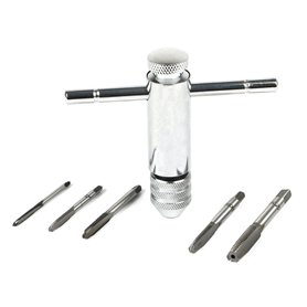 6pcs HSS Porte Taraud Réversible à Cliquet M3-M8 avec Poignée en T Réglable Tourne à Gauche à Cliquet pour Robinet de Découpe