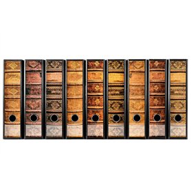 codiarts. Etiquettes à design pour 9 classeurs A4 à dos large - Motif : livres anciens reliés en cuir/livres anciens - Vintage -