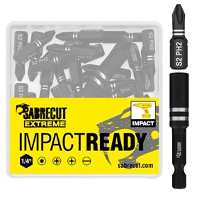21 x SabreCut SCPA25_21PH 25 mm PH2 Jeu d'embouts de tournevis à percussion Phillips No.2 Heavy Duty avec porte-embout et boîte