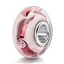 MATERIA by Matthias Wagner Perle en verre pailletée vieux rose blanc – Breloque tourbillon pour bracelet en argent 358