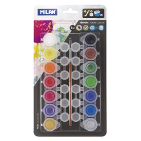 MILAN BWM10244 Blister 14 flacons de tempera 12 pots de Mélange/Pinceau 5 ml