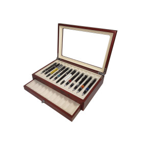 MaestroRelojero - Vitrine en Bois pour 23 Stylos | Plateau Porte Stylo | Présentoir à Stylo | en Bois Cherry