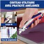 WORKPRO Cutter Professionnel en Alliage de Zinc avec Mécanisme de Changement Rapide, 4 Positions Réglables, Lames Trapèzes Réser