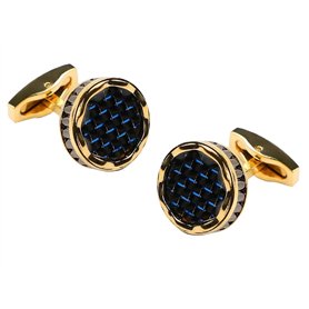 Fontee® 1 Paire Haute Qualité Chemise Français Bleu Fibre de Carbone Fibre Époxy Boutons de Manchette pour Hommes Classique Bout
