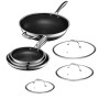 Hexclad 7 pièces hybride inoxydable/antiadhésive Intérieur et extérieur batterie de cuisine Commercial Comprend Bonus Stri Fry