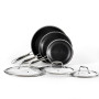 Hexclad 7 pièces hybride inoxydable/antiadhésive Intérieur et extérieur batterie de cuisine Commercial Comprend Bonus Stri Fry