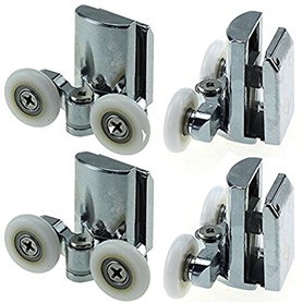 YUANQIAN Lot de 4 roulettes de porte de douche en acier inoxydable 23 mm (8-10mm)