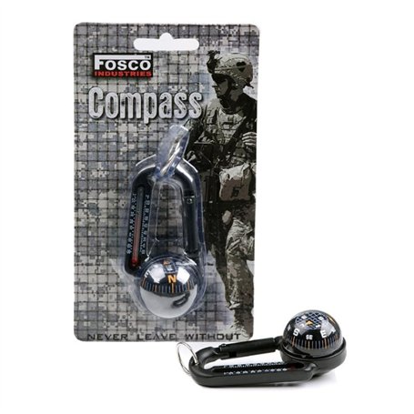 Fosco Industries - Mousqueton Carabiner avec Boussole et Thermomètre - Noir