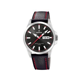 Montre FESTINA pour Homme F20358/4 Acero Clasico Boîtier en Acier Inoxydable Gris Bracelet en Cuir Noir