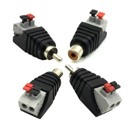 YTIan 2-pairs RCA Male femelle vers 2 bornes à femelle AV Audio Vidéo Ressort Appuyez sur type Balum connecteur adaptateur pour