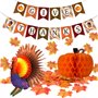 FEPITO Donner Merci Bannière avec Papier Coloré Citrouille De Dinde Artificielle Feuilles D'érable Décoration Kit Total 203 PCS