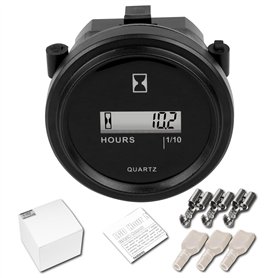 NInE-ROnG JR-HM005DC Compteur horaire DC 4.5-90V Compteur horaire LCD rond Compteur horaire à quartz pour chariot à fourche Bate