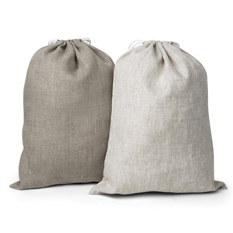 Varvara Home 2 Sacs en lin - Sac à pain en lin - Sac pour pain - Sac a pain en tissu - Panier à pain naturel 30x40 cm