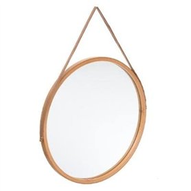 AC-Déco Miroir Rond avec Anse RT Cadre en Bambou - Beige - D 38 Cm - Cirila